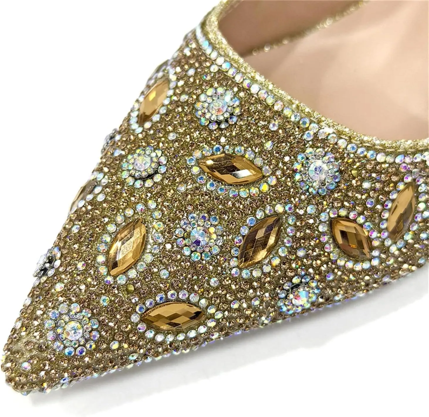 Womens Nigerian Pointed Toe Wedding Shoes Set Rhinestone Bridal Pumps and Matching Evening Bag Party Accessories
