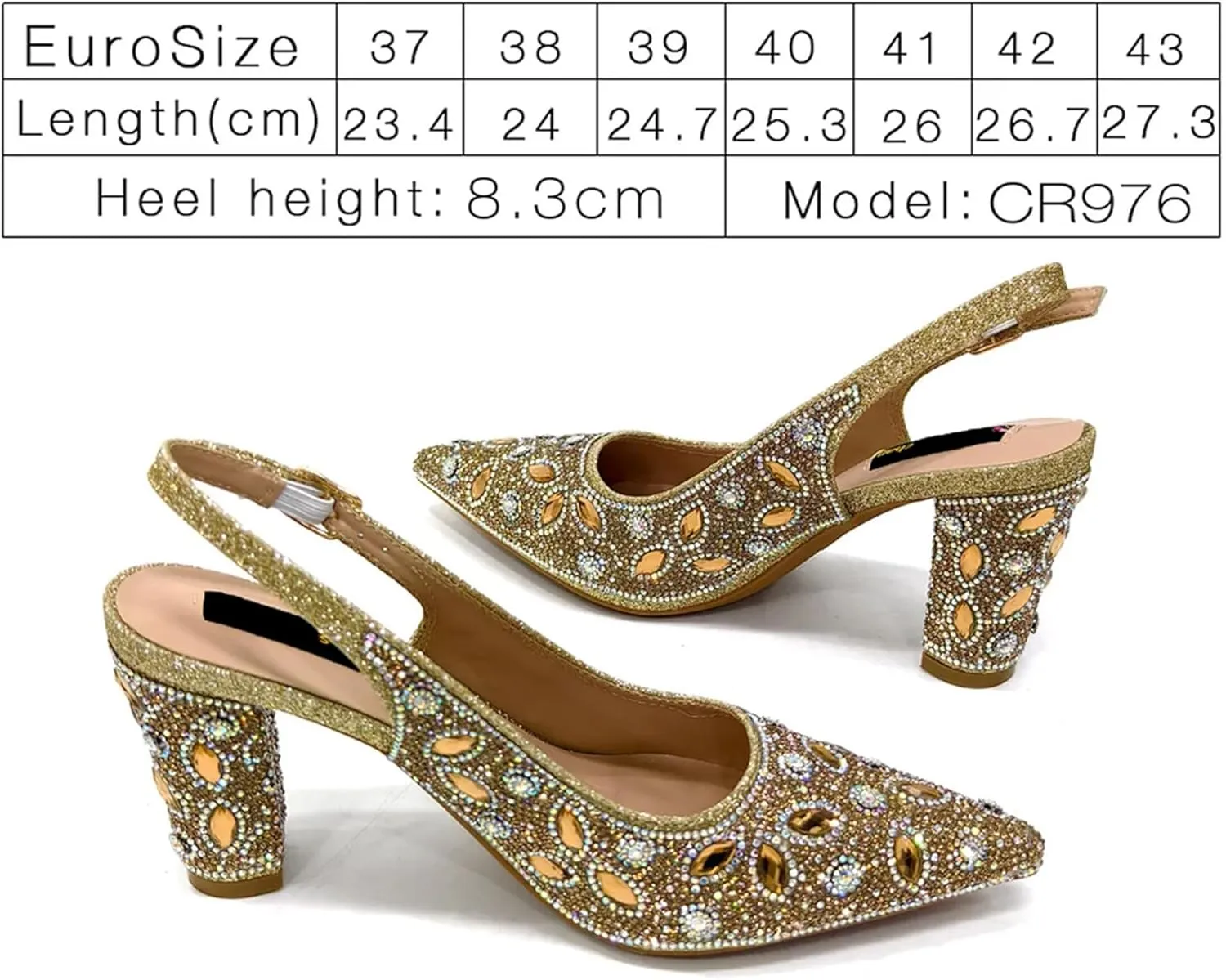 Womens Nigerian Pointed Toe Wedding Shoes Set Rhinestone Bridal Pumps and Matching Evening Bag Party Accessories