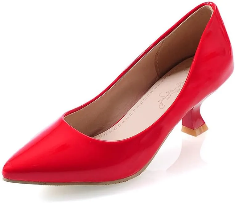 Women's PU Leather Candy Color Pointed Toe Sexy Formal Working Pumps,Middle Heels Comfortable Office Ladies Walking Wedding Pump Shoes