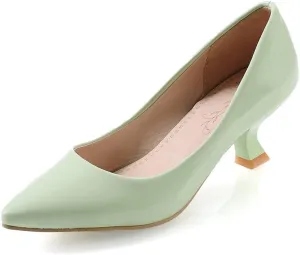 Women's PU Leather Candy Color Pointed Toe Sexy Formal Working Pumps,Middle Heels Comfortable Office Ladies Walking Wedding Pump Shoes