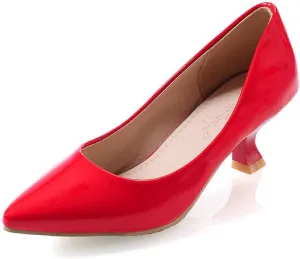 Women's PU Leather Candy Color Pointed Toe Sexy Formal Working Pumps,Middle Heels Comfortable Office Ladies Walking Wedding Pump Shoes