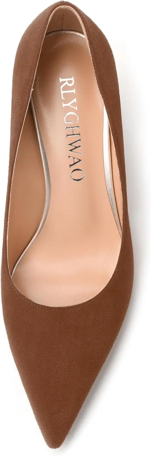 Women's Pumps, Pointed Closed Toe High Heels, Fashion Mid Heel Slip on Shoes for Women