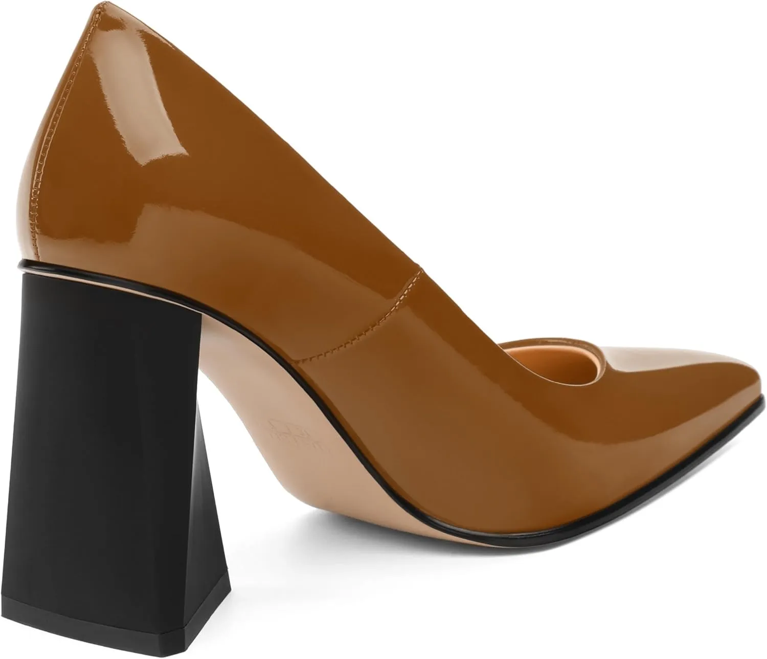 Women's Pumps, Pointed Toe Chunky Block Heel, Slip On Fashion Solid High Heel Shoes for Women