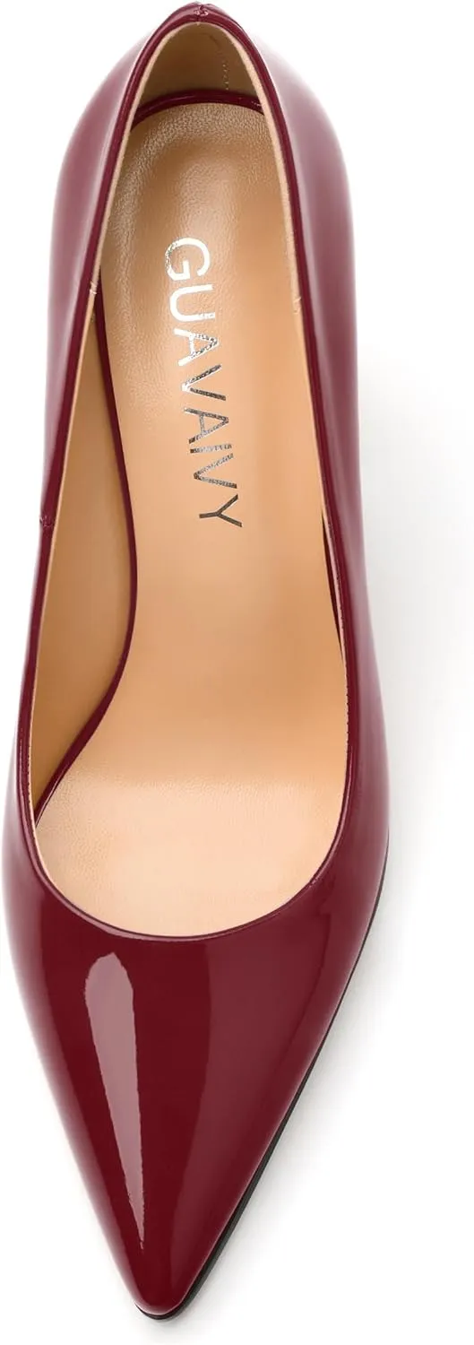 Women's Pumps, Pointed Toe Chunky Block Heel, Slip On Fashion Solid High Heel Shoes for Women