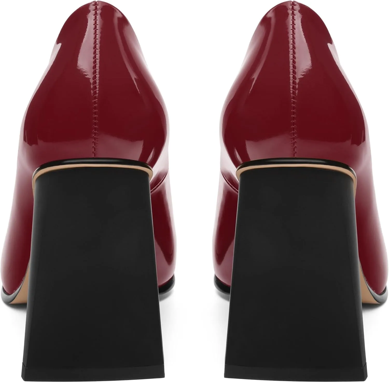 Women's Pumps, Pointed Toe Chunky Block Heel, Slip On Fashion Solid High Heel Shoes for Women