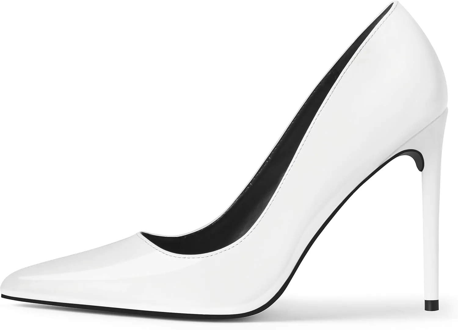 Women's Pumps Slip On High Heels with Pointed Toe 4.1 Inch Stiletto Bridal Party Dress Heels for Casual,Lucy-White Pu-8.5-O1