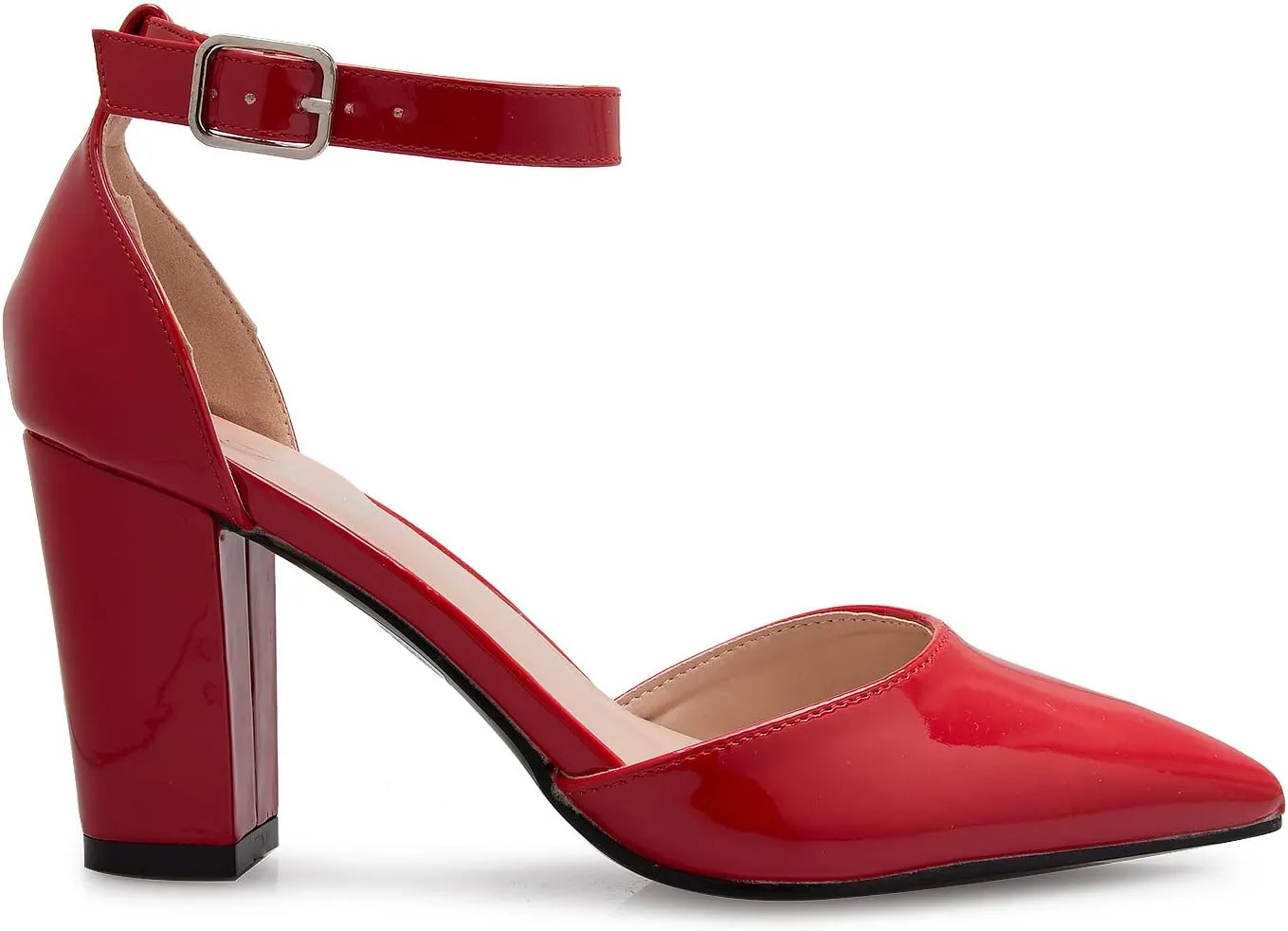 Women's Sexy D'Orsay Ankle Strap Pointed Toe Block Heel Pump - Classic, Comfortable