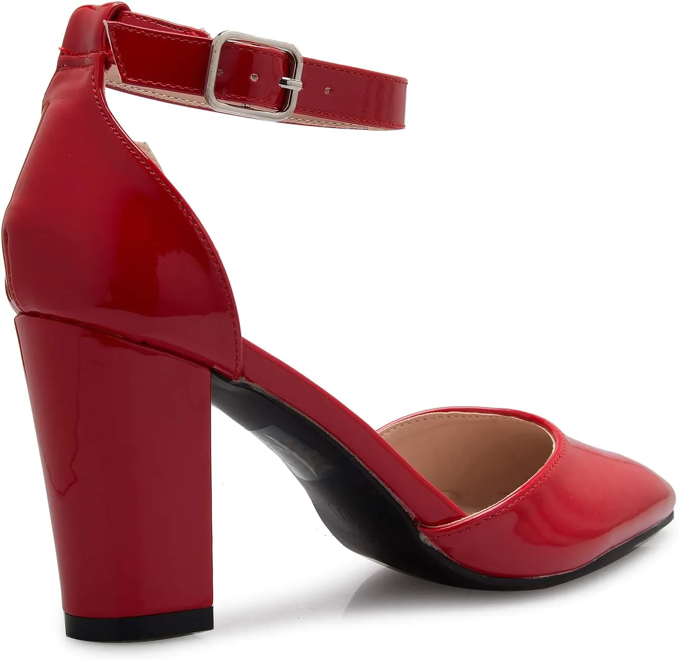 Women's Sexy D'Orsay Ankle Strap Pointed Toe Block Heel Pump - Classic, Comfortable
