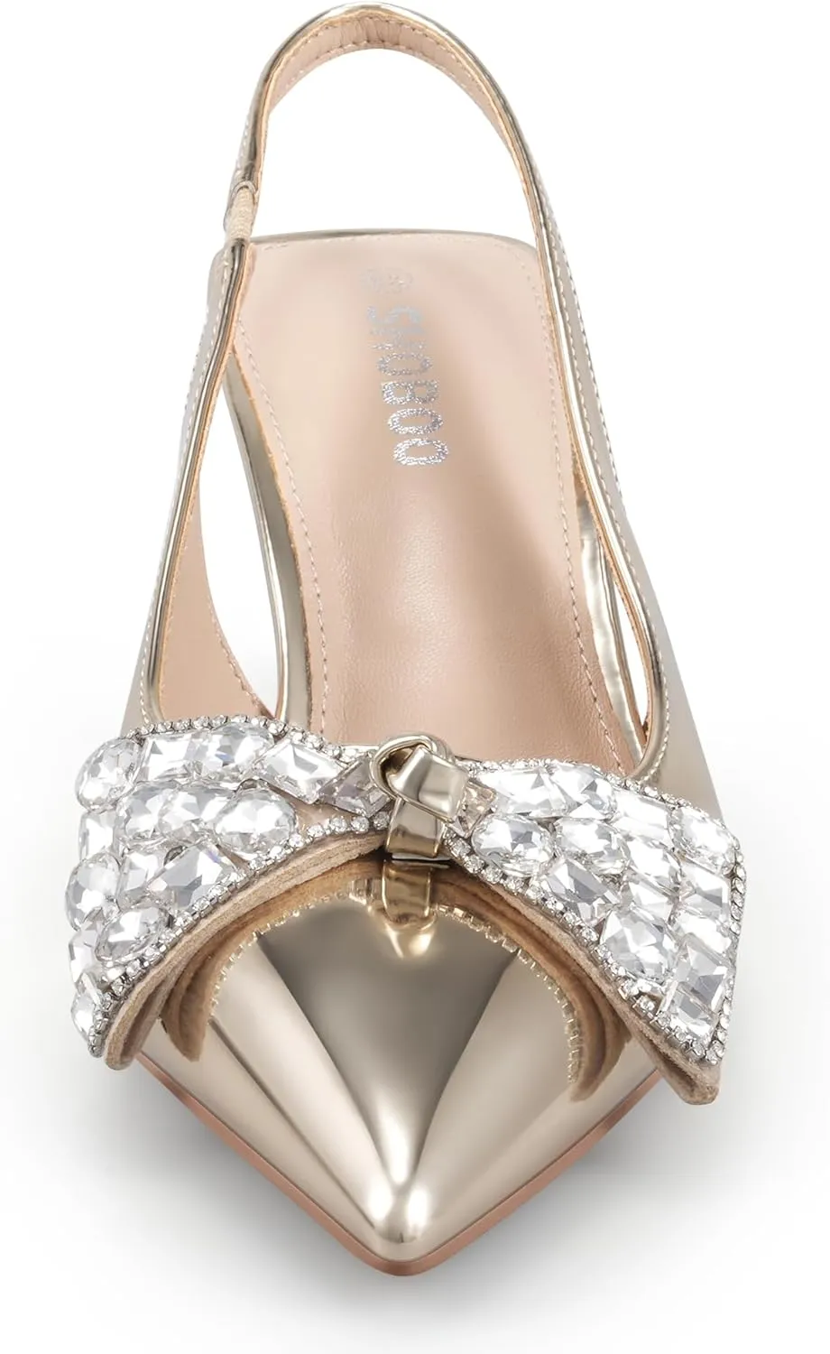Women's Slingback Kitten Heels with Bow 2.4-Inch Low Heels Closed Pointed Toe Pump Dress Shoes