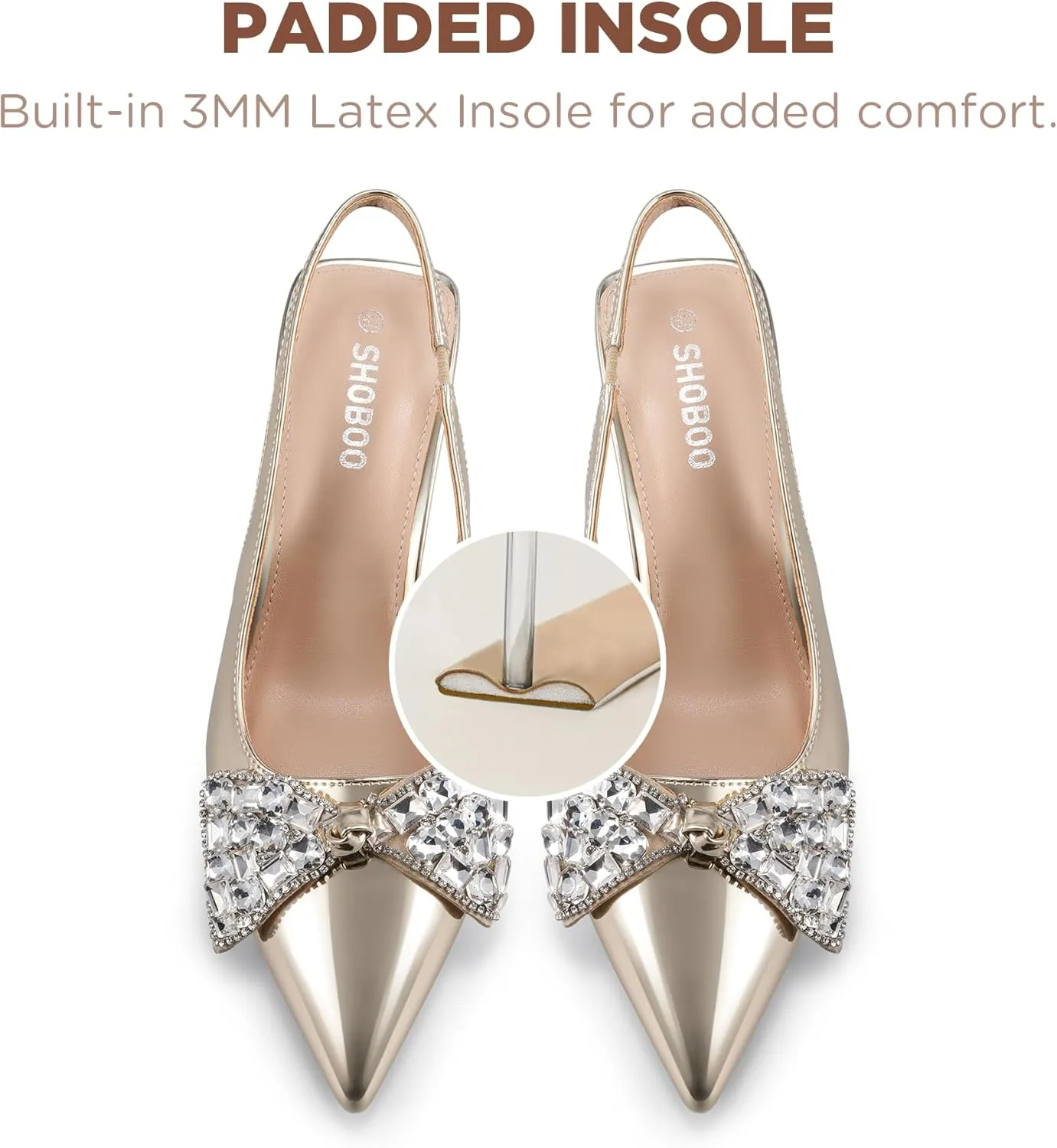 Women's Slingback Kitten Heels with Bow 2.4-Inch Low Heels Closed Pointed Toe Pump Dress Shoes