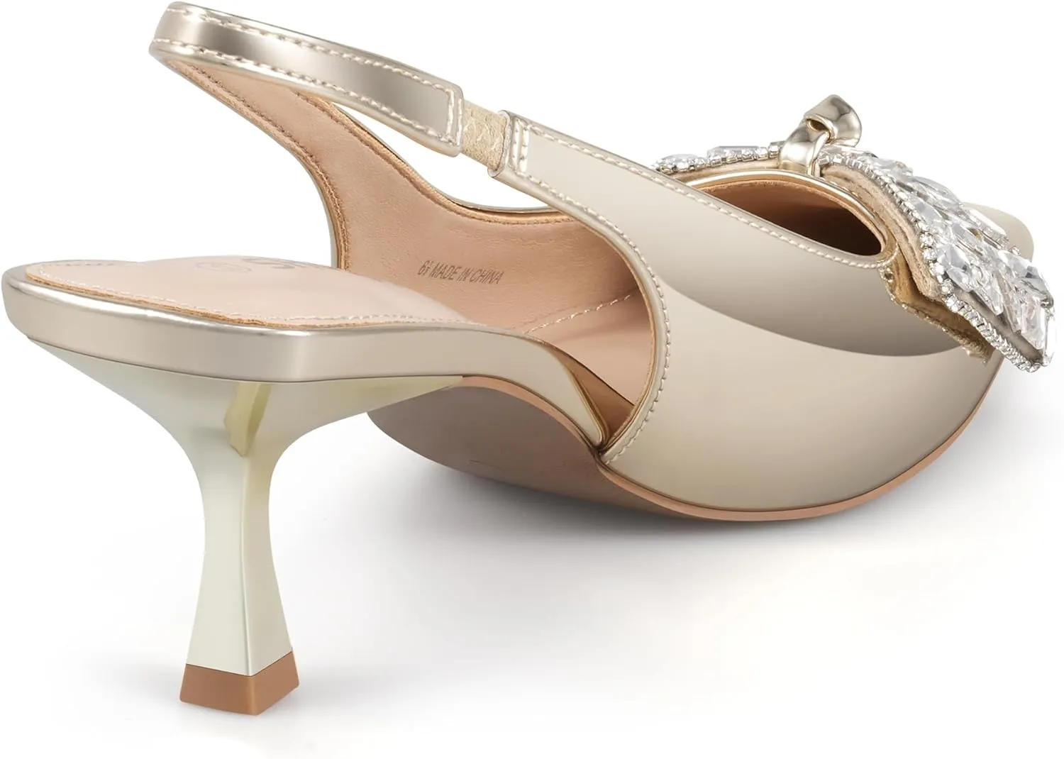 Women's Slingback Kitten Heels with Bow 2.4-Inch Low Heels Closed Pointed Toe Pump Dress Shoes