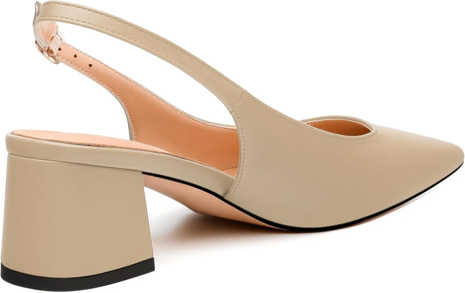 Womens Slingback Pumps, Pointed Toe Mid Chunky Heel Pump Shoes for Women, Leather Insole Comfort Daily Pumps 2"