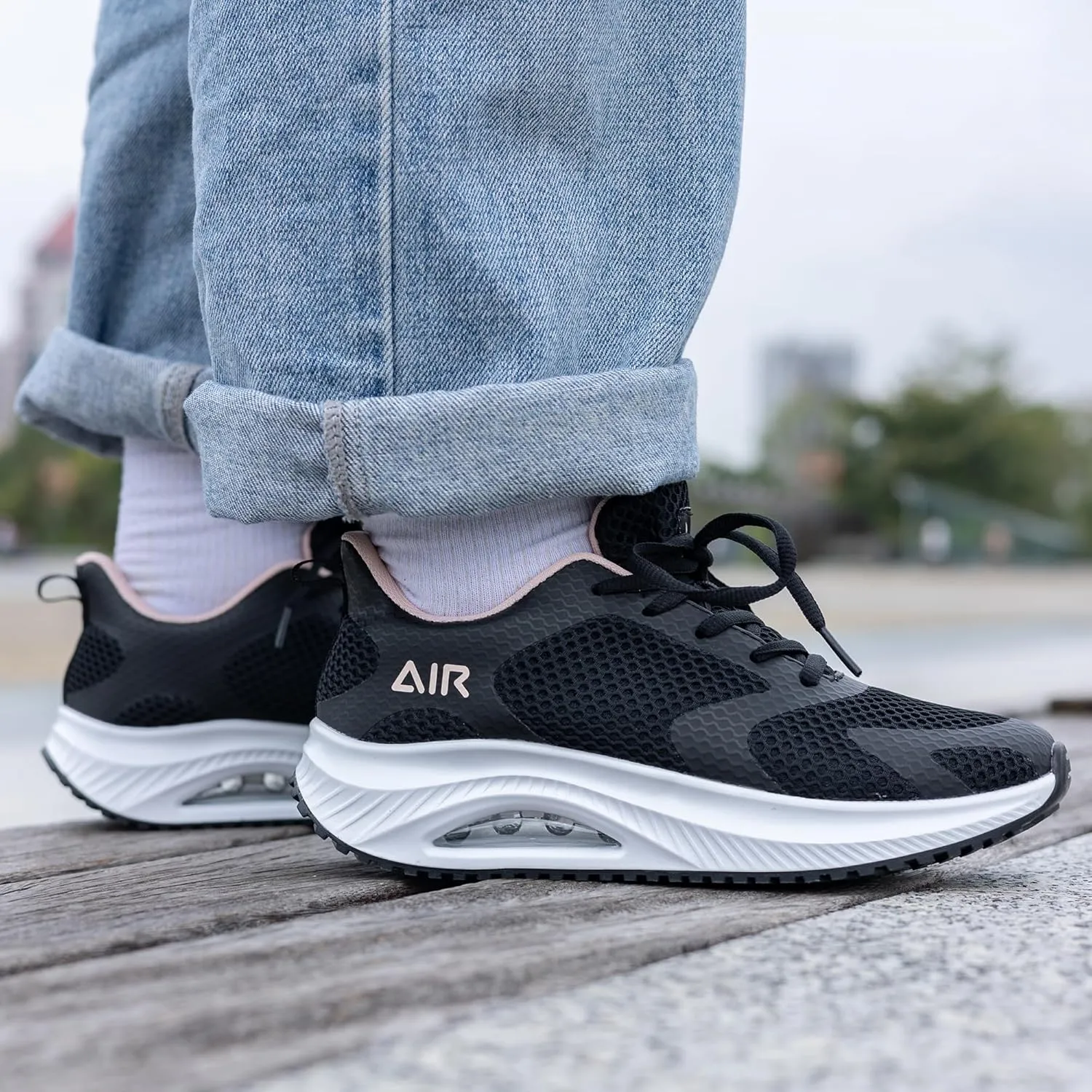 Women's Walking Shoes Air Cushion Comfortable Plantar Fasciitis Tennis Sneakers Non-Slip Breathable Orthotic Shoe for Foot Heel Pain Relief Size US 6-11