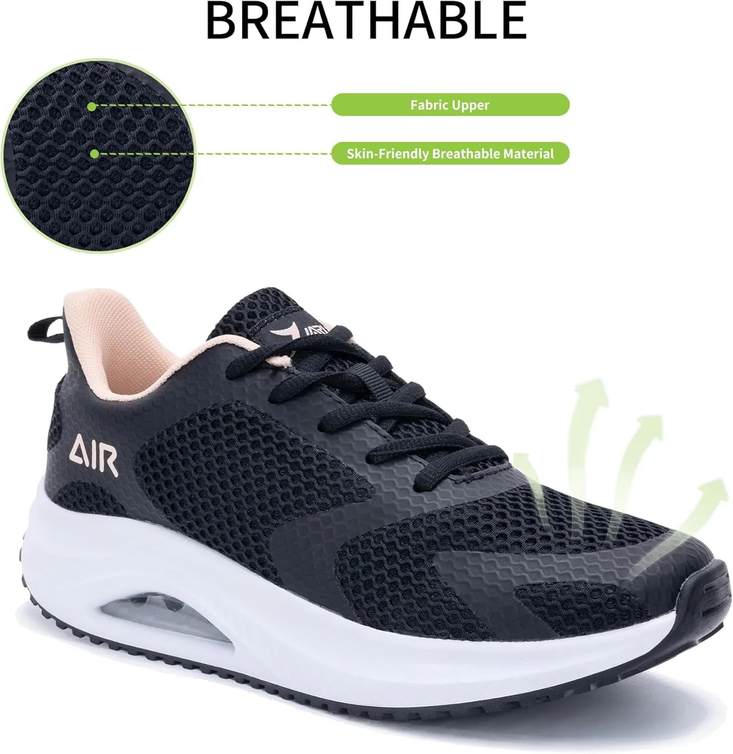 Women's Walking Shoes Air Cushion Comfortable Plantar Fasciitis Tennis Sneakers Non-Slip Breathable Orthotic Shoe for Foot Heel Pain Relief Size US 6-11