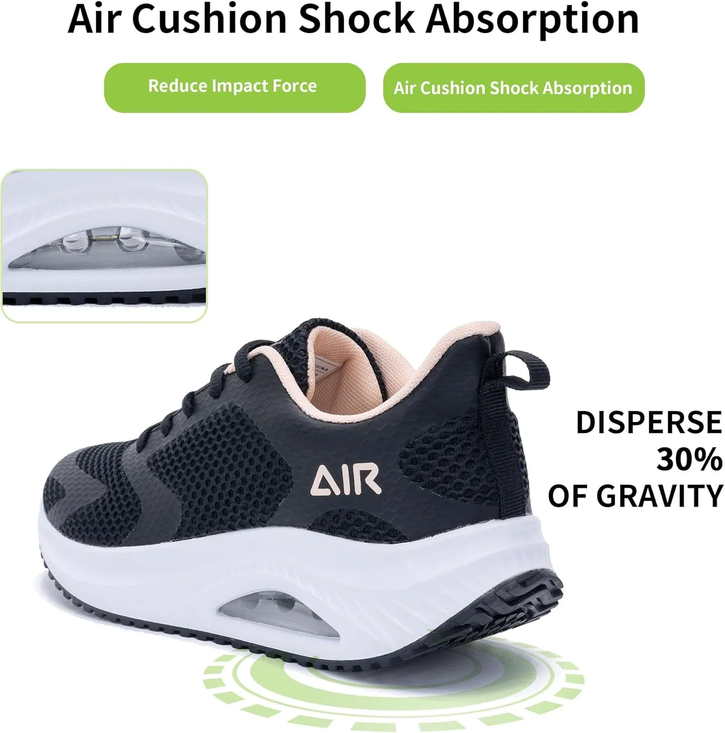 Women's Walking Shoes Air Cushion Comfortable Plantar Fasciitis Tennis Sneakers Non-Slip Breathable Orthotic Shoe for Foot Heel Pain Relief Size US 6-11