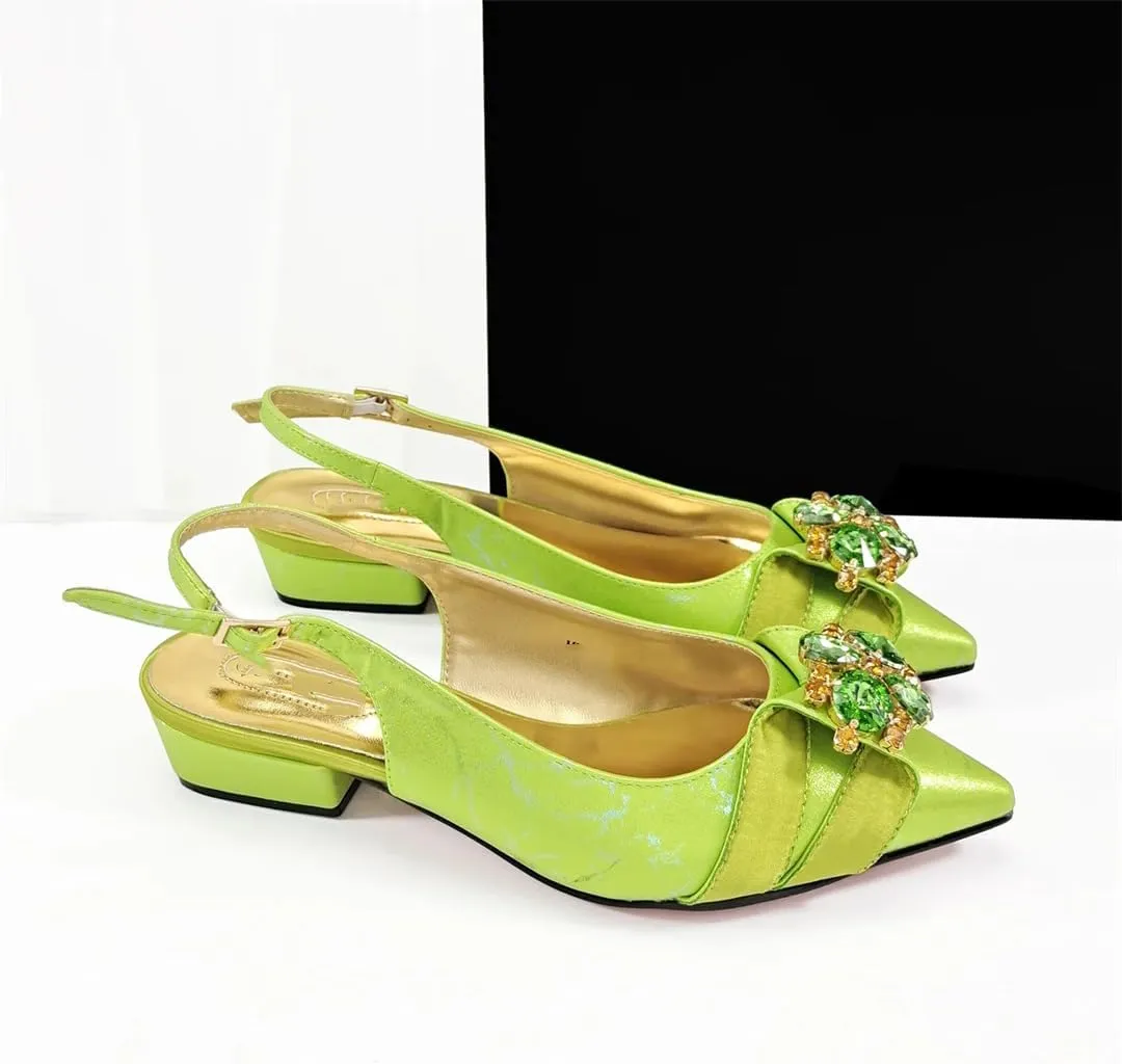 Women’S Wedding Sandals and Bag Matching Set with Square Heel and Rhinestone Detail