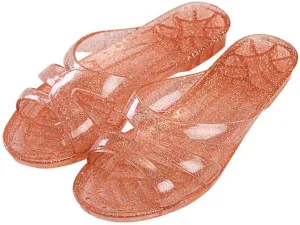 Yehopere Women's Jelly Sandals Flat Bling Crystal Summer Beach Rain Shoes Sandal
