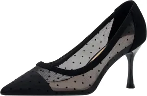 YooPrettyz Women See Through Mesh Sexy High Heels Formal Dressy Pump Shoes Pointed Toe Office Kitten Heels